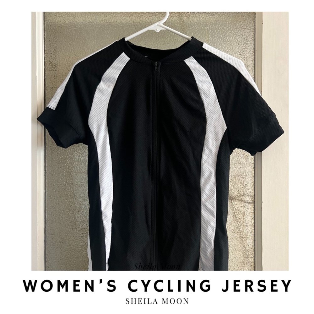 Sheila Moon Black & White Waffle Cycling Jersey | Size M
